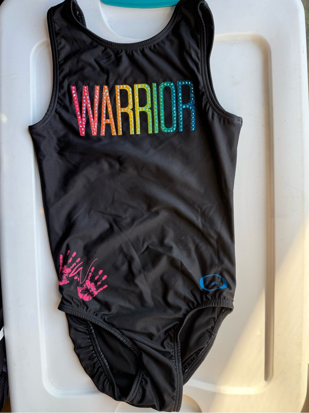 Youth large chalk warrior rainbow leotard